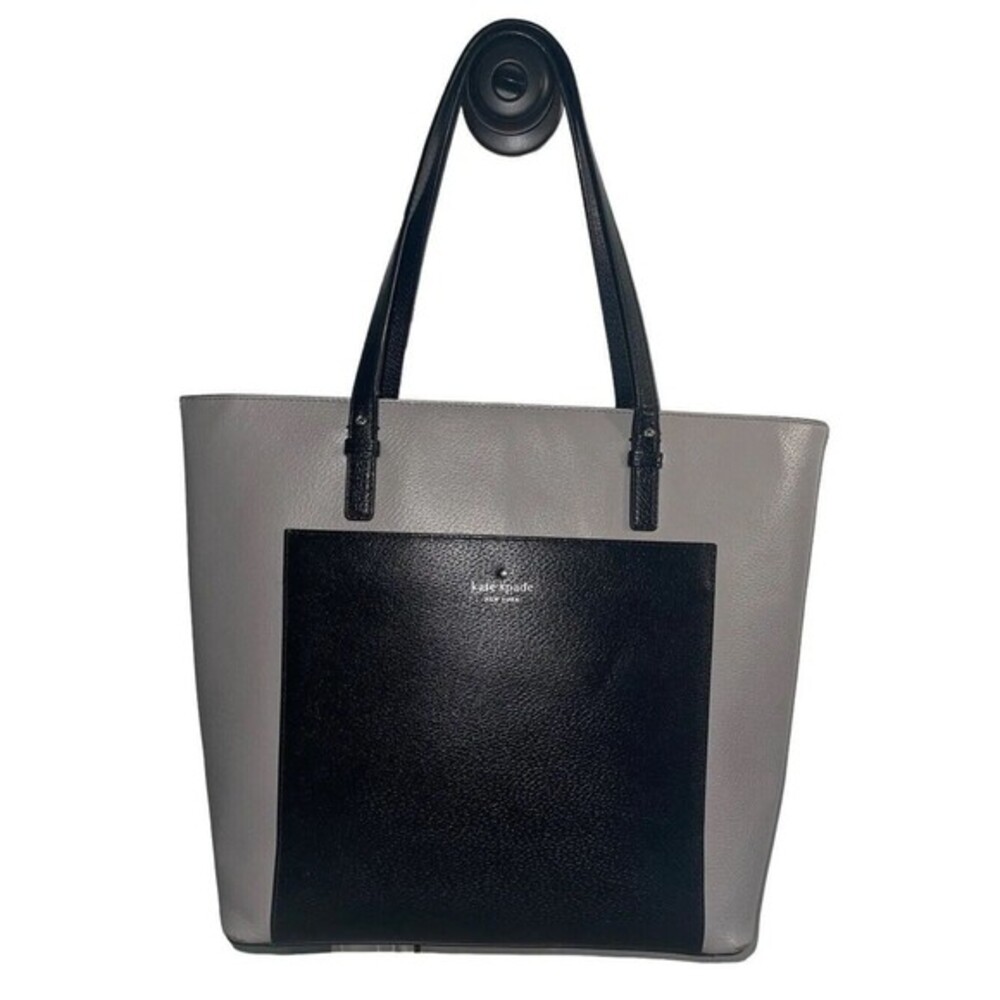 Kate Spade Grand Street Sadie Bag in Stone Ice/Black, large size.